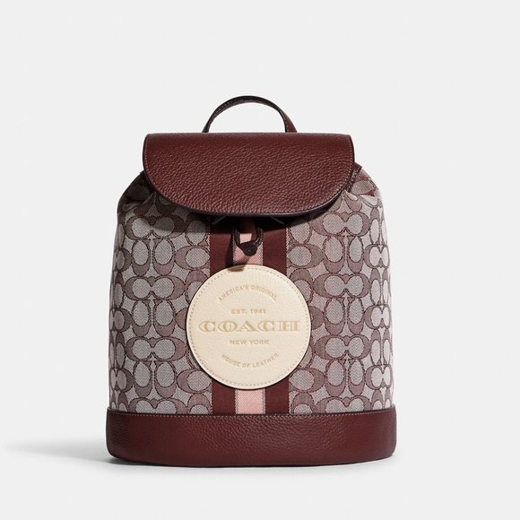 NWT - COACH Dempsey Drawstring Backpack In Signature Jacquard w Stripe And Patch main image 5